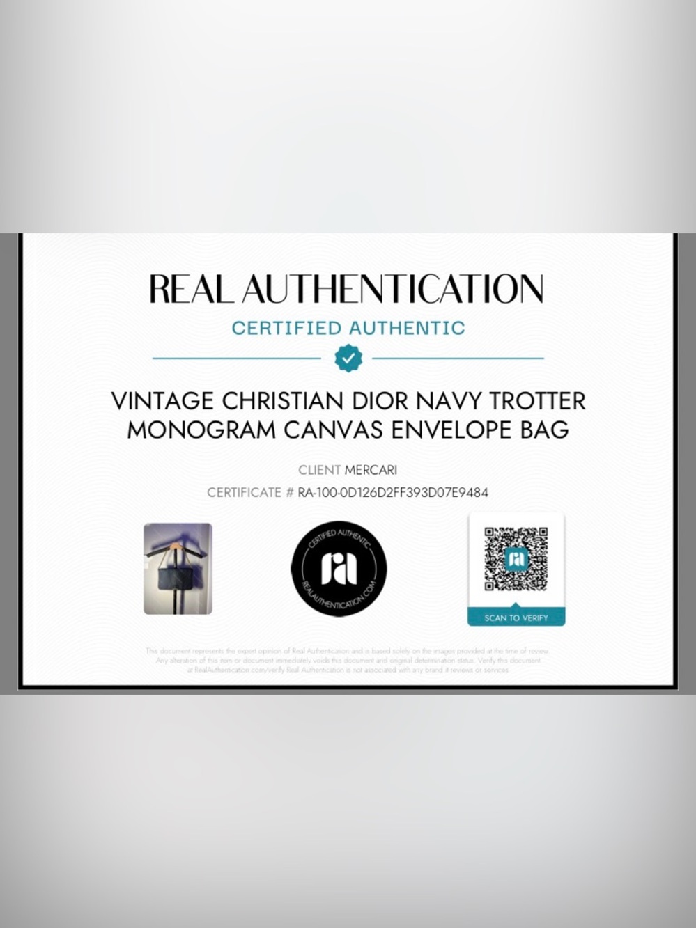 Vintage Christian Dior Navy Trotter mono canvas envelope bag w chain COA - Picture 13 of 13